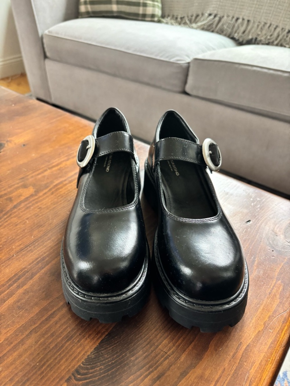 Vagabond Black Cosmo 2.0 Mary Jane Platform Silver Buckles New